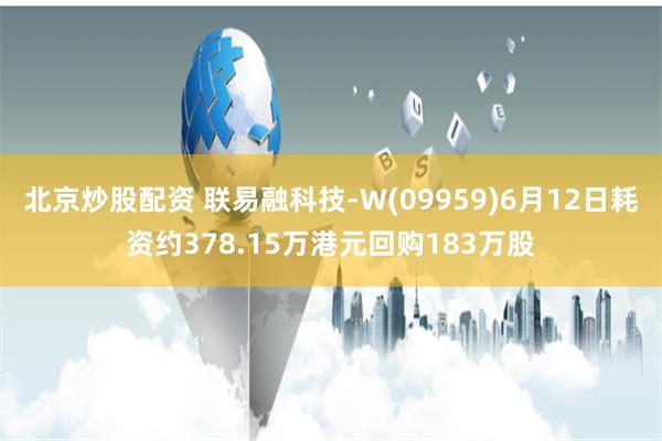 北京炒股配资 联易融科技-W(09959)6月12日耗资约378.15万港元回购183万股